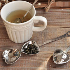 1 Pc Stainless Steel Practical Heart Shape Tea Infuser Spoon Strainer Steeper Handle Shower Table Tool