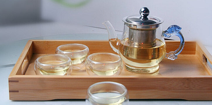 CJ266 Best Heat 6 Pieces/lot double wall glass tea cup double Teapot Coffee Tea Set Puer Kettle With Filter Durable Tea Set
