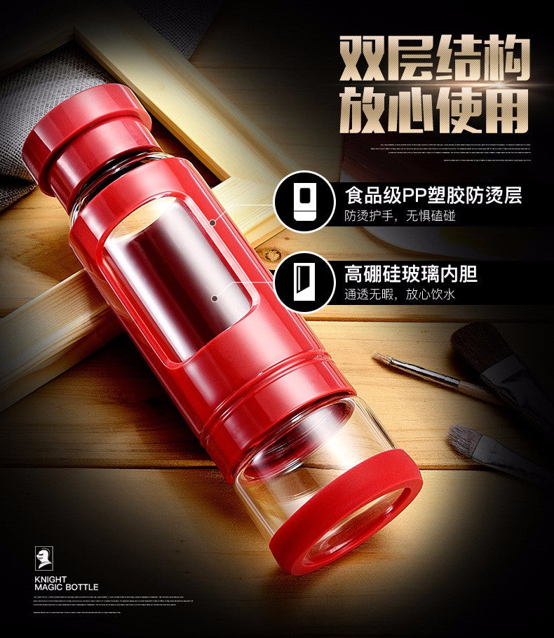 High quality 430ML Glass water bottle with tea infuser water tea bottle heat-resisting 4 colors