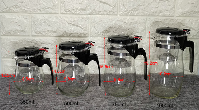 High quality Heat Resistant Glass Teapot Chinese kung fu Tea Set Puer Kettle Coffee Glass Maker Convenient Office Tea Pot
