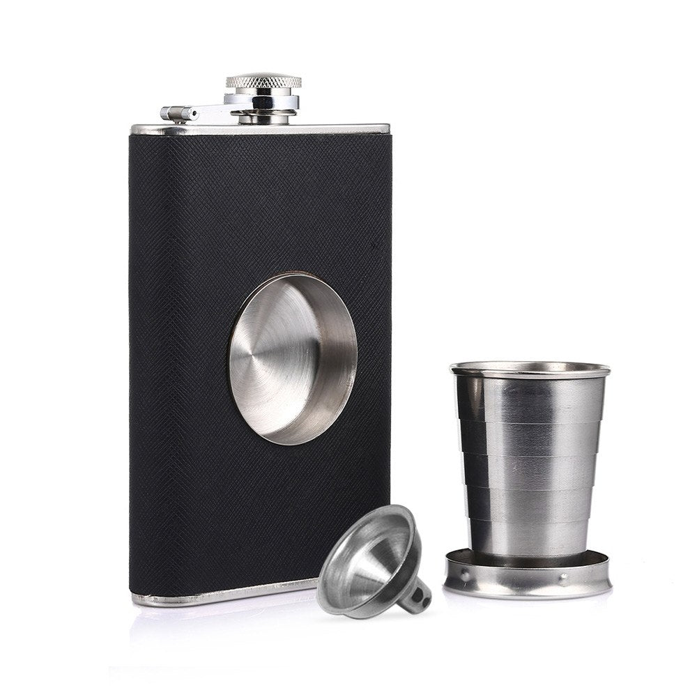 8oz Flagon Hip Flask Wine Pot Whiskey Stainless Steel Folding Cup Leak Proof Barware Drink Alcohol Whiskey Outdoor Wine Funnel