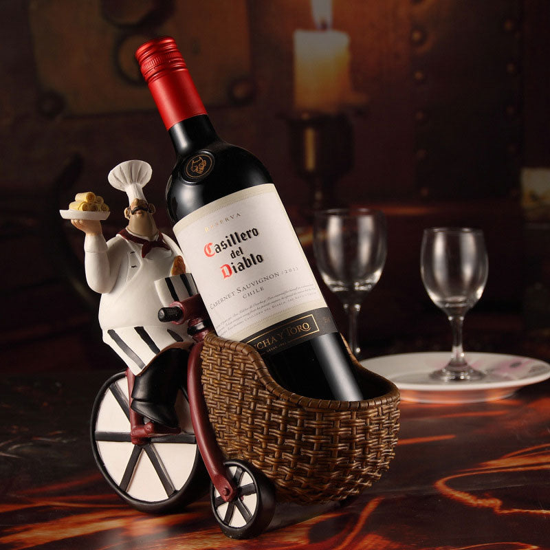 Creative Resin Chef Wine Rack Craft Figurine Wine Stand Cook Wine Bottle Holder Home Wine Ornament Shelf Racks for Restaurant