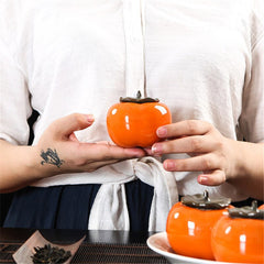 Ceramic Persimmon Tea Canister Coffee Box Puer Green Tea Caddy Storage Sealed Jar Mini tea cans for puer Oolong tea storage