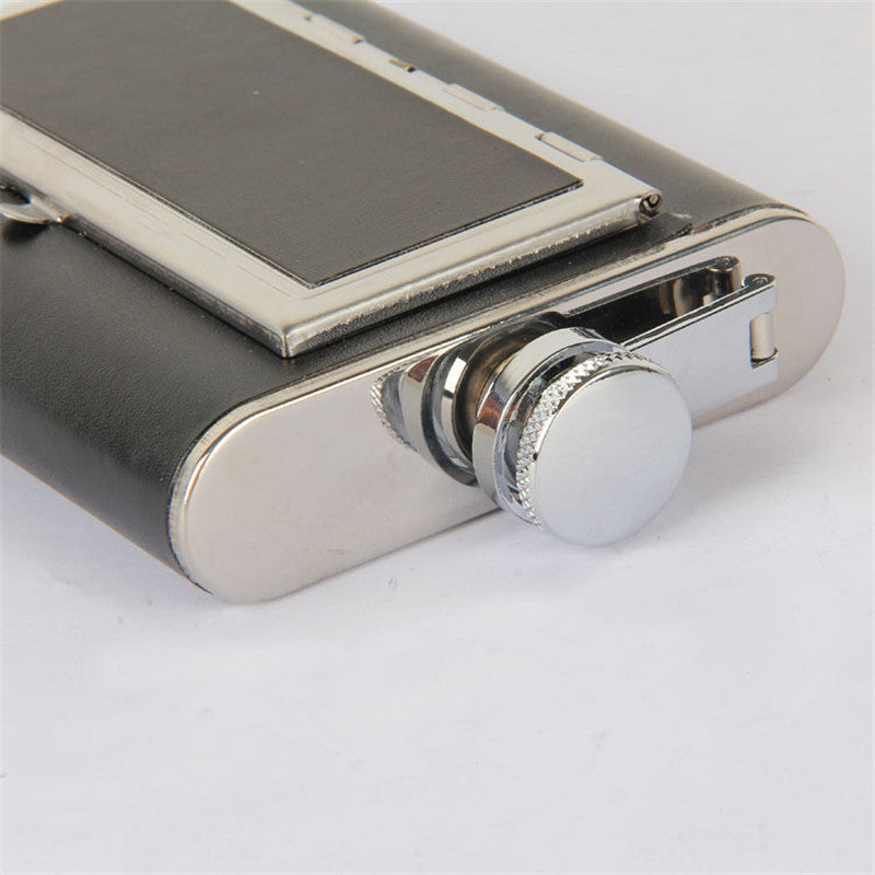 Creative Flask Cigarette Flagon Leather Hip Flask 6oz Whiskey Liquor Metal Alcohol Flask Metal Liquor Bottle Leather Bottle