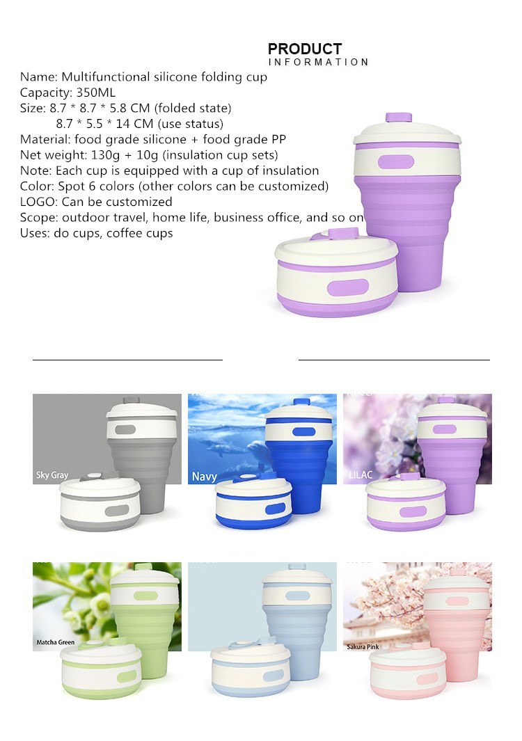HELLOYOUNG Fashion 350ML Portable 4 Color Coffee Tea Folding Silicone Water Bottles Travel Hiking Picnic Collapsible Bottle