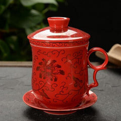 CJ190 Tea set Include 1 Pot and 1 Cup filter 1 cup cover and 1 Coaster High quality elegant gaiwan, Beautiful  teapot kettle