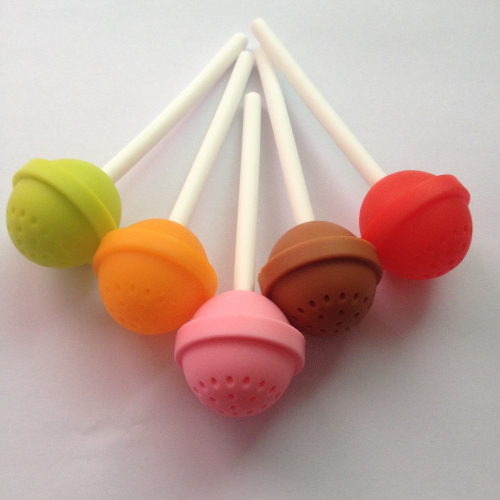 CJ155 Cute 1 pc Lollipop Shape Tea Infuser Silicone Puer Tea Strainer Loose-Leaf Spice Flower Herbal Tea Filter Funny Gift