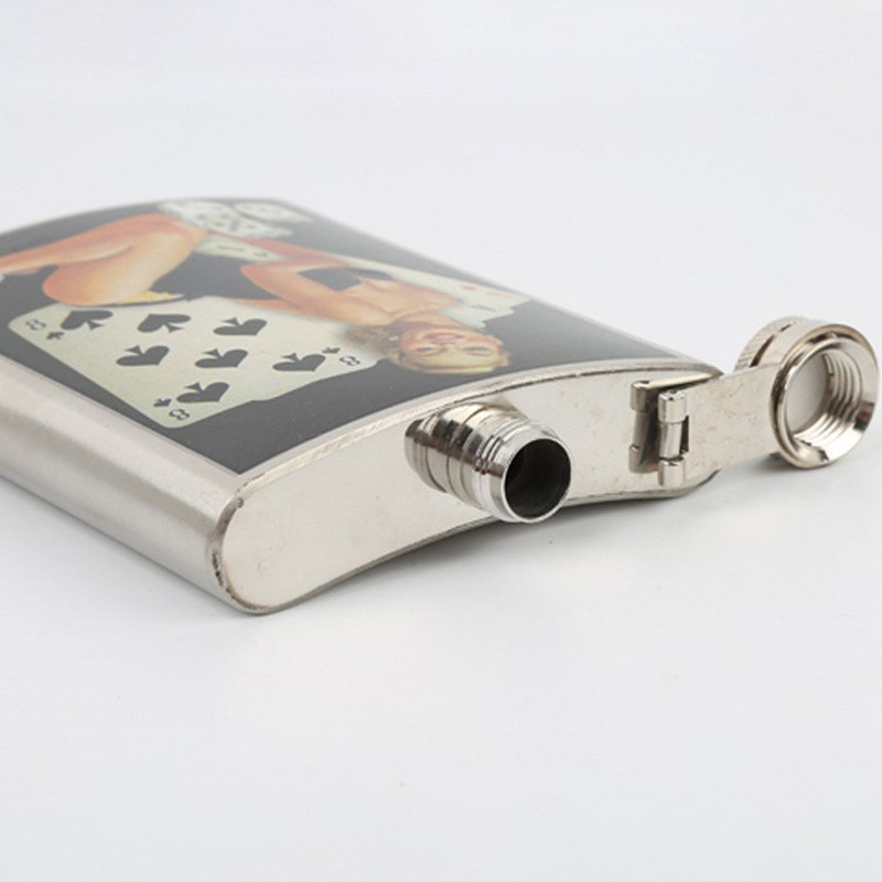 Creative Popular Stainless Steel Hip Flask 8oz Female Model Whiskey Liquor Wine Flask Personalized Outdoor lagon