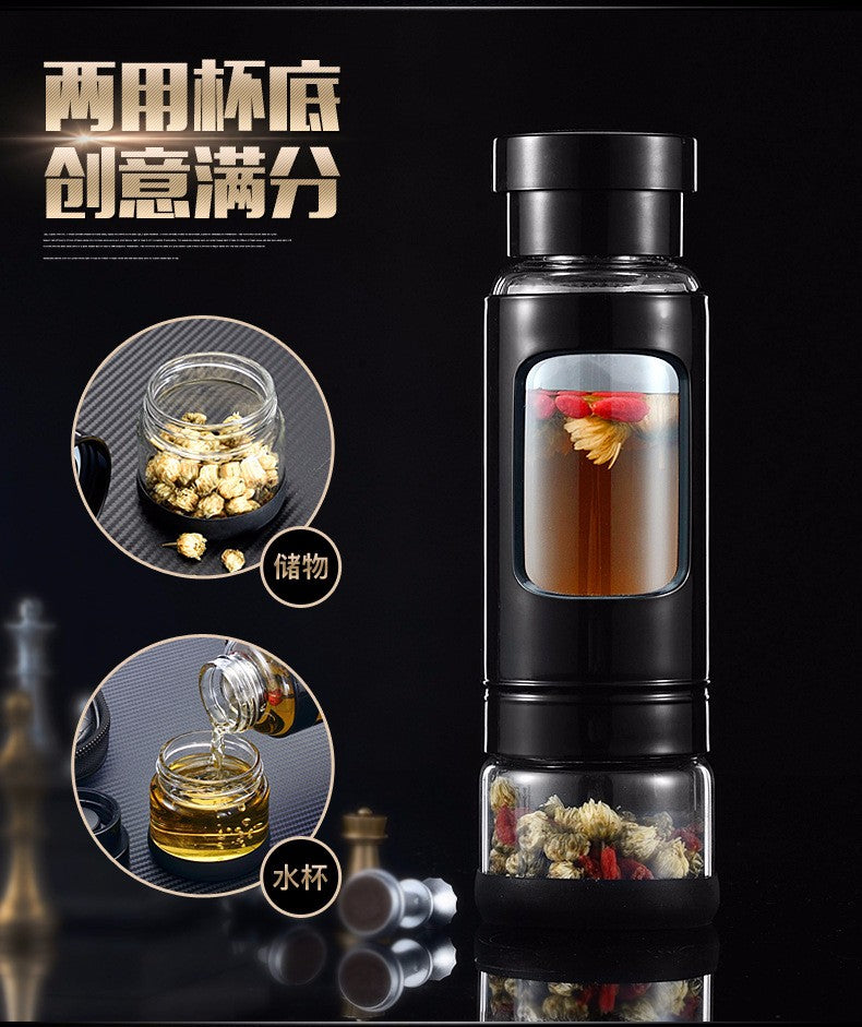 High quality 430ML Glass water bottle with tea infuser water tea bottle heat-resisting 4 colors