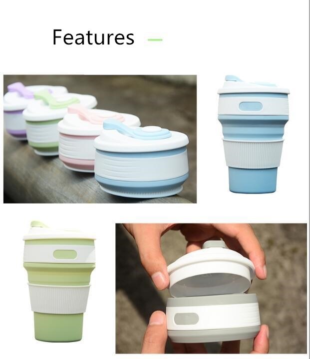 HELLOYOUNG Fashion 350ML Portable 4 Color Coffee Tea Folding Silicone Water Bottles Travel Hiking Picnic Collapsible Bottle