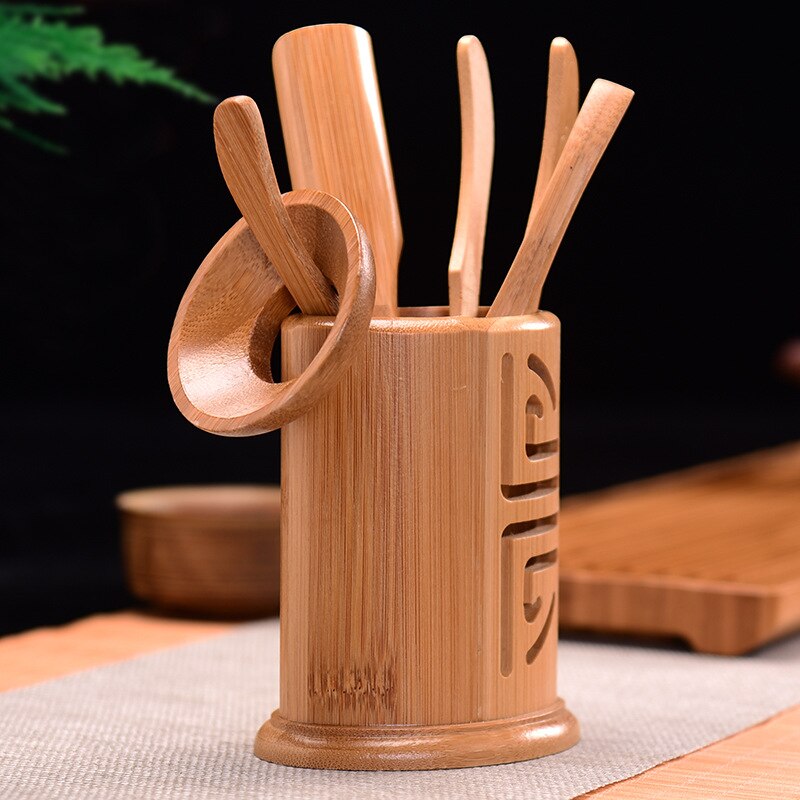 6 Pcs/set Handmade Kung Fu Tea Sets Vintage Puer Knife Spoon Tea Tools Set Tea Ceremony Utensils Chinese Bamboo Clip Strainer