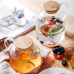 1L/1.6L Big Transparent Borosilicate Glass Teapot Heat-Resistant Large Clear Tea Pot Flower Tea Set Puer Kettle Office Home Tool