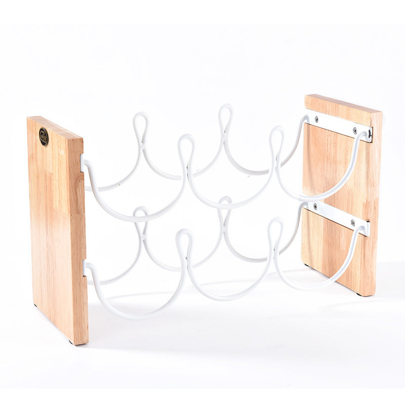 Solid Wood Double Layer Red Wine Rack Wrought Iron Restaurant Decoration Wine Frame Stacking Wine Bar Bottle Storage Rack