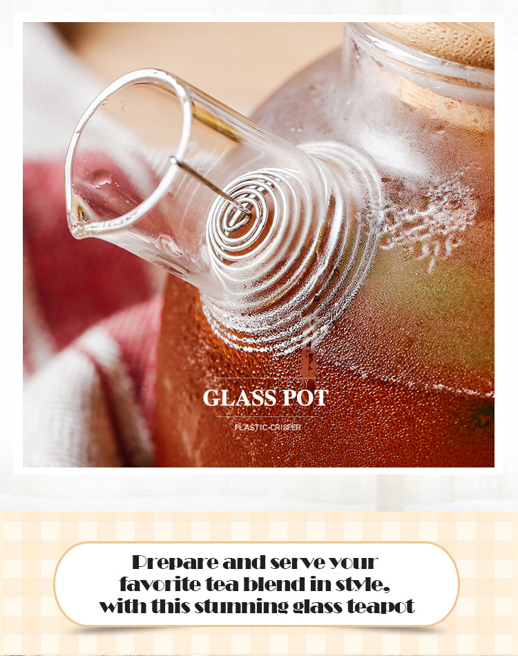 1L/1.6L Big Transparent Borosilicate Glass Teapot Heat-Resistant Large Clear Tea Pot Flower Tea Set Puer Kettle Office Home Tool