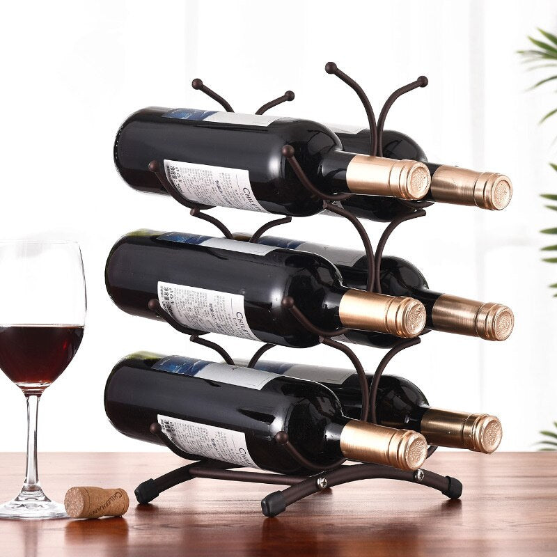 Creative European Retro Wrought Iron Wine Rack Home Desktop Decoration Rack Bar Wine Cellar Bar Supplies Home Furnishing