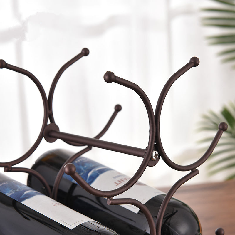 Creative European Retro Wrought Iron Wine Rack Home Desktop Decoration Rack Bar Wine Cellar Bar Supplies Home Furnishing