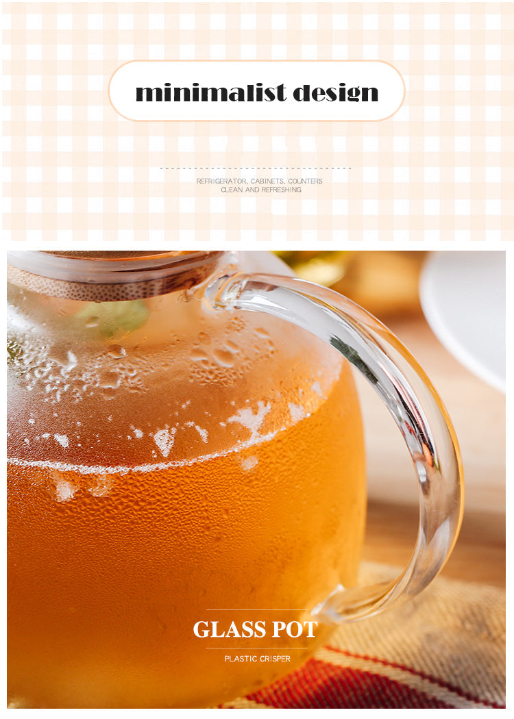 1L/1.6L Big Transparent Borosilicate Glass Teapot Heat-Resistant Large Clear Tea Pot Flower Tea Set Puer Kettle Office Home Tool