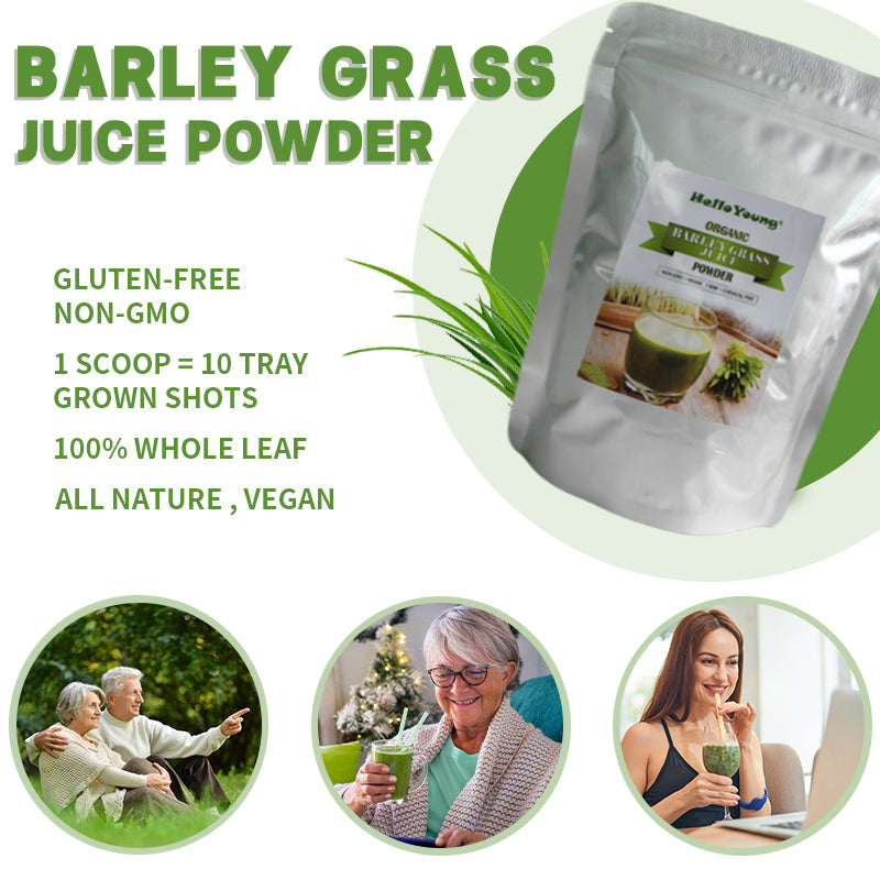 HelloYoung Pure Organic Barley Grass Original Powder Juice Drink 250g 100% Natural Superfood, Vegan, Gluten Free, Non-GMO, Kosher