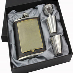 7oz Luxury Stainless Steel Hip Flasks Set Faux Leather Chip Flagon Whiskey Wine Bottle Alcohol Pocket Flagon Gifts
