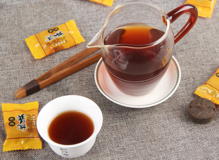 HelloYoung Pu-erh Glutinous Rice Aroma Ripe Puer Tea Mini Cake Tuo Cha Tea Cooked Pack 500g