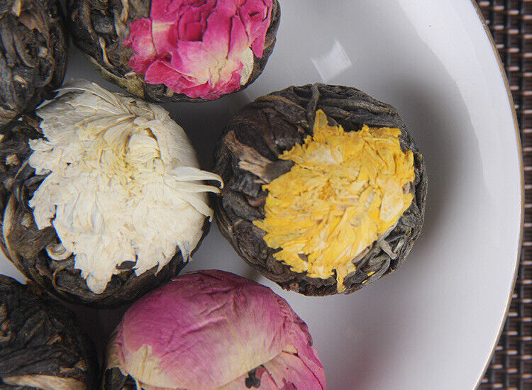 HelloYoung Yunnan Raw Pu'er Scented Tea 120g (18pcs) Dragon Ball Gift Box Jasmine 6 Flavor