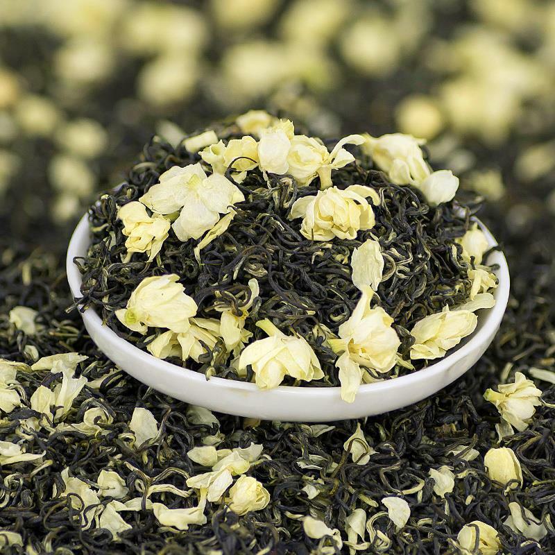 HelloYoung 2023 Chinese Green Tea Loose Leaf with Dried Jasmine White Flower 250g