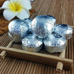 HelloYoung /Yr Mini Shen Puerh Silver Tin Foil Packing Tuocha Cha Puer Tea 75g