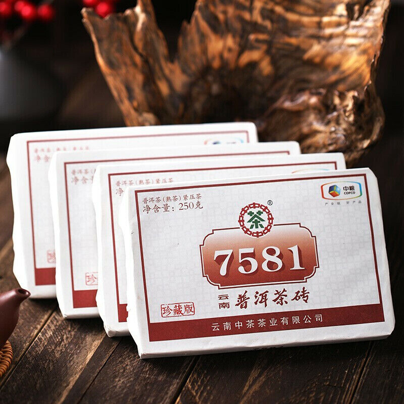 HelloYoung Classic 7581 Pu-erh Tea Brick Aged Ripe Puer Pu'er Brick CHINATEA Brand 250g