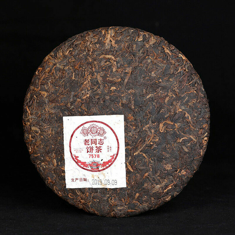 HelloYoung 7578 Pu-erh Tea Cake Old Tree Ripe Pu'er Haiwan Lao Tong Zhi Old Comerade 357g