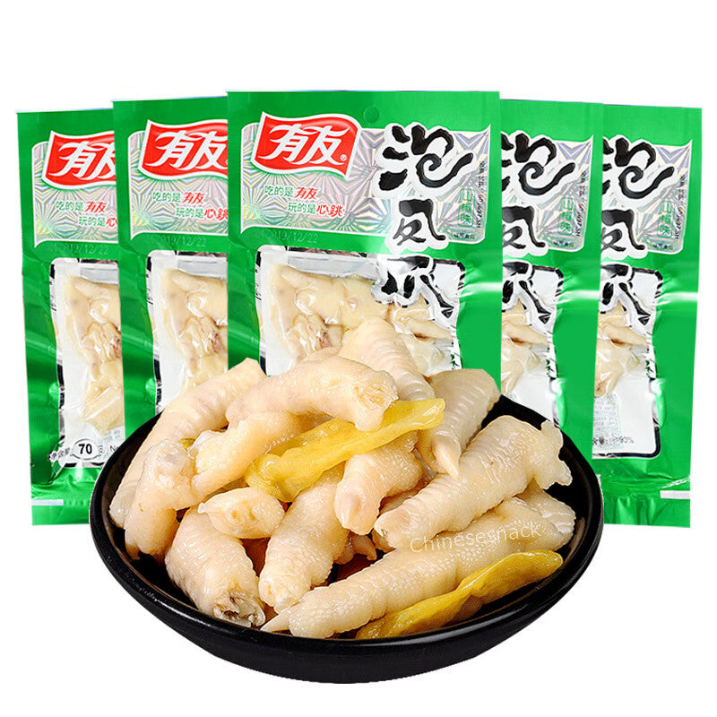 5 Youyou Chinese Pickled Pepper Chicken Feet Snack Chinese Spicy Snacks 有友泡椒凤爪