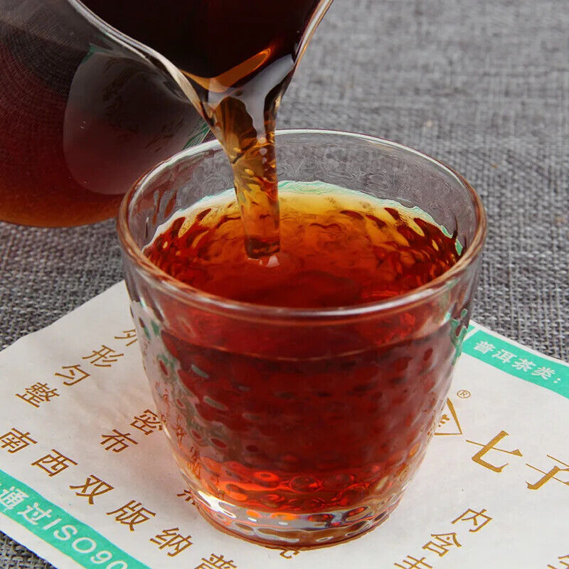 Menghai Ripe Tea Cake Tea Biyibi Tea Ripe Puwen Yunya Qizi Cake Tea 357g