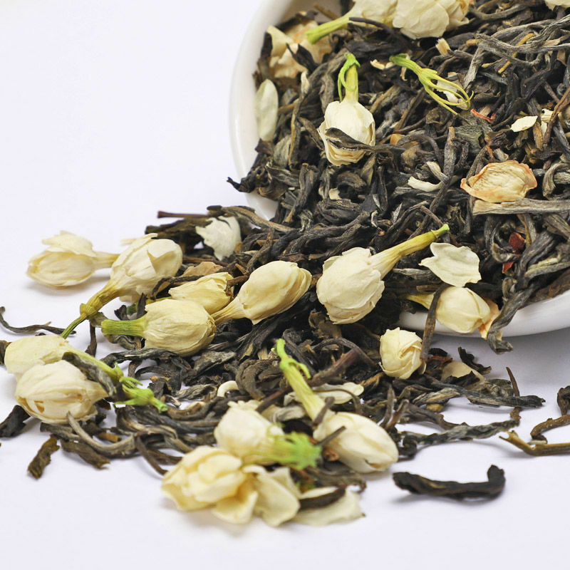 HelloYoung 2023 Chinese Green Tea Loose Leaf with Dried Jasmine White Flower 250g
