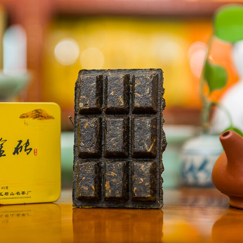 HelloYoung Genuine Jun Shan Huang Cha China Yellow Tea Mini Gold Brick Pressed Tea 45g Box