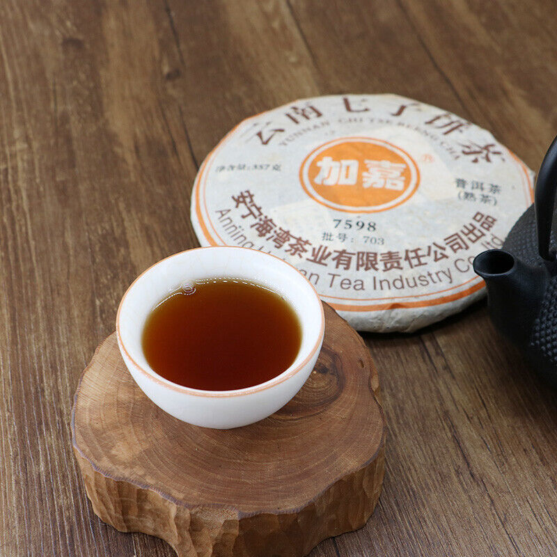 Lao Tong Zhi JIA JIA 7598 Anning Haiwan Yunnan Pu-erh Tea Cake  357g Ripe
