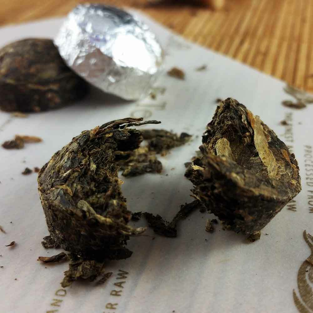 HelloYoung /Yr Mini Shen Puerh Silver Tin Foil Packing Tuocha Cha Puer Tea 75g