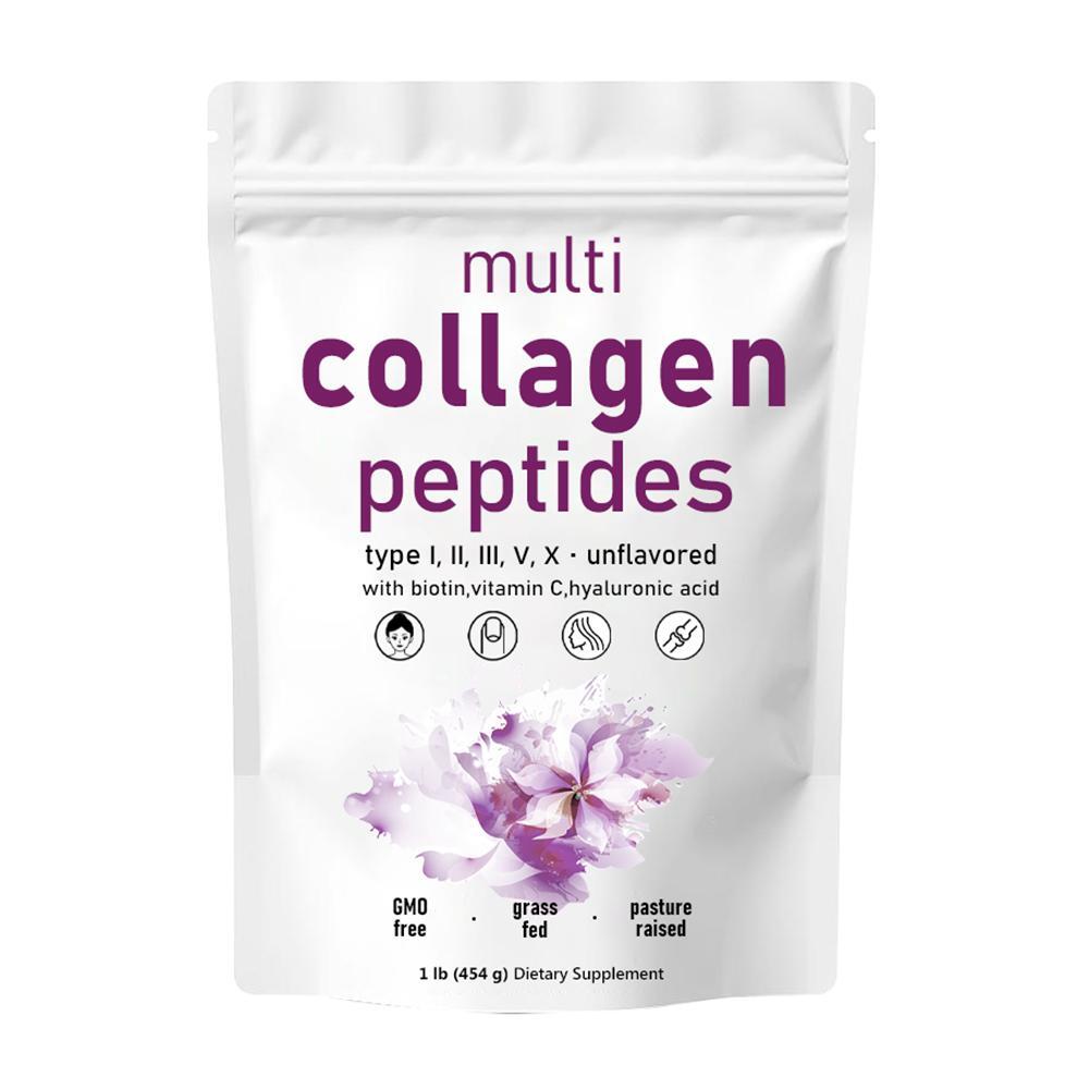Multi Collagen Peptides Powder - Hydrolyzed Protein Peptides (Type I,II,III,V,X)
