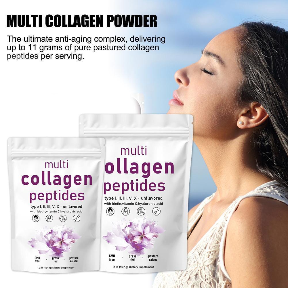 Multi Collagen Peptides Powder - Hydrolyzed Protein Peptides (Type I,II,III,V,X)