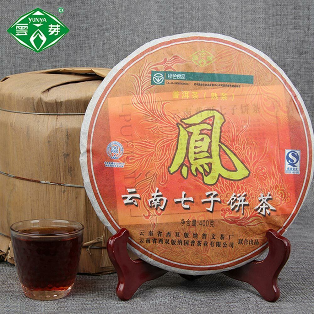 HelloYoung Puwen YUNYA Puer Ripe Pu-erh "Phoenx" Feng Bing Shu Puerh Tea Cake 400g