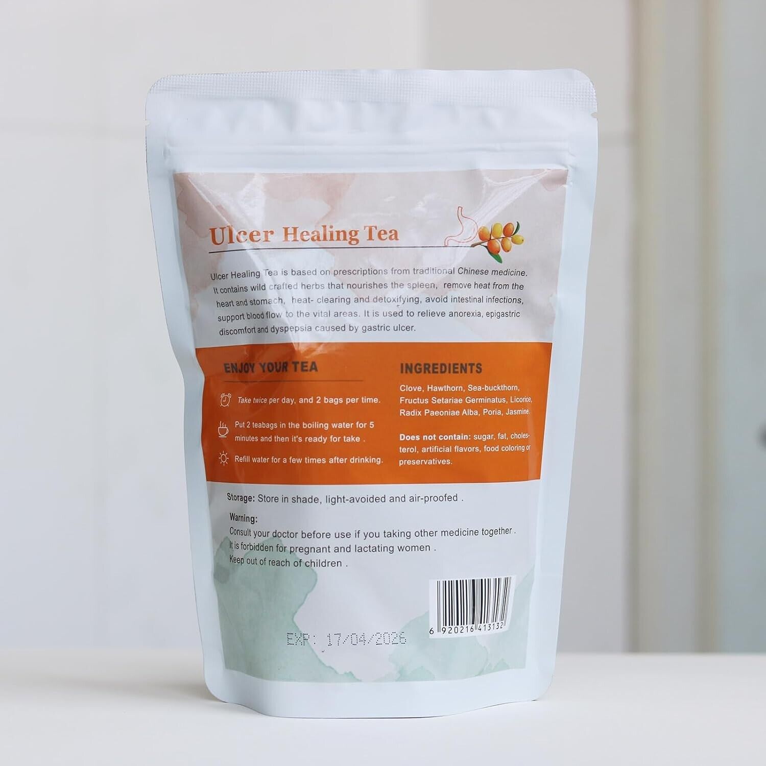 Natural Ulcer Healing Tea Gastric Stomach Pain Bloating Relief Promote Digestion