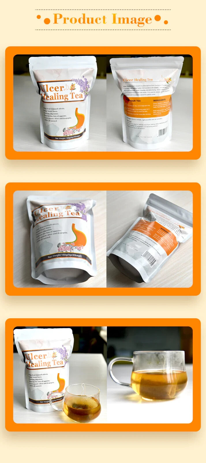 Natural Ulcer Healing Tea Gastric Stomach Pain Bloating Relief Promote Digestion