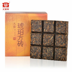 HelloYoung Cubes Amber * Yunnan Menghai Dayi Ripe Puer Pu'er Puerh Tea Brick 60g*4 Box